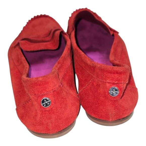 Aquatalia Suede Penny Loafers Women's 7‎ BRIGHT Red Pink - Picture 3 of 9